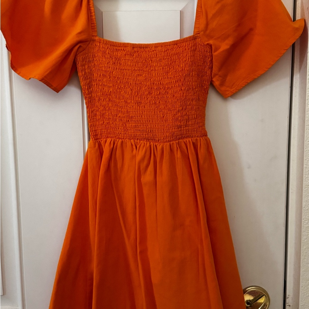 Princess Polly Orange Smocked Sundress Flutter Sleeve